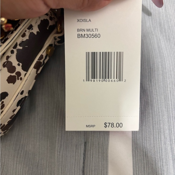 Betsey Johnson Cream and Black Cow Print Shoulder Bag with Gold Details - Picture 4 of 5